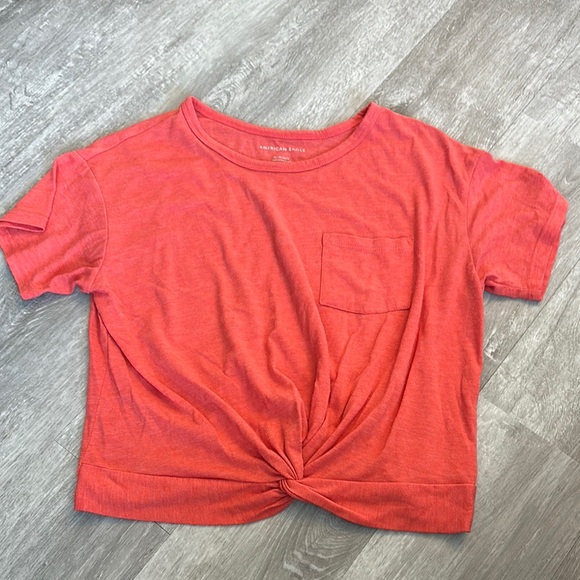 American Eagle Outfitters Tops - American Eagle Coral Tie Front T-Shirt